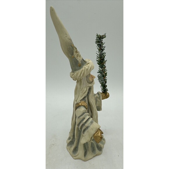 Vintage Allyson Nagel Snow Wizard w/ Tree Figurine Signed 1995 Holiday Decor - Picture 6 of 12